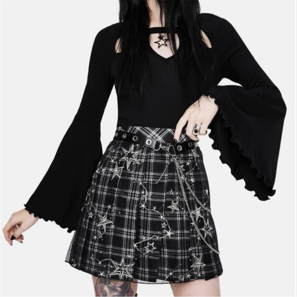 Nip Stars And Stripes Plaid Skirt With Mesh Detai… - image 1